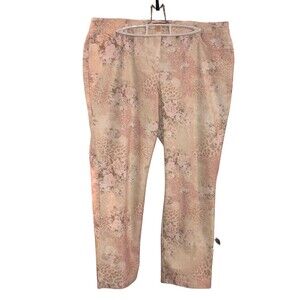 Cosma Nano Fabric Floral Pink & Beige 16P Cotton Blend Pants with Spandex
